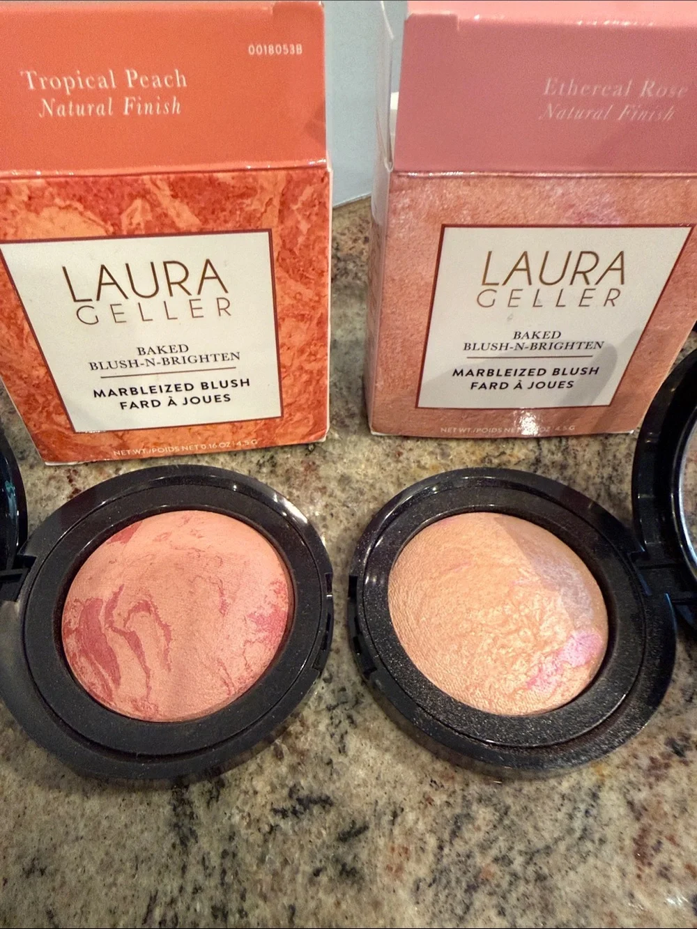 Laura Geller Marbleized Blush Duo with Angled Kabuki Brush NIB